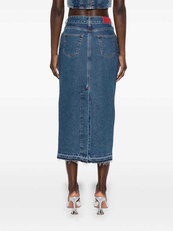 Browns Alessandra Rich Blue Rhinestone Denim Skirt | Browns Denim Skirts