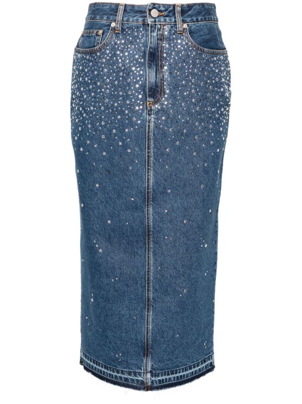 browns Alessandra Rich blue rhinestone denim skirt | Browns Denim Skirts