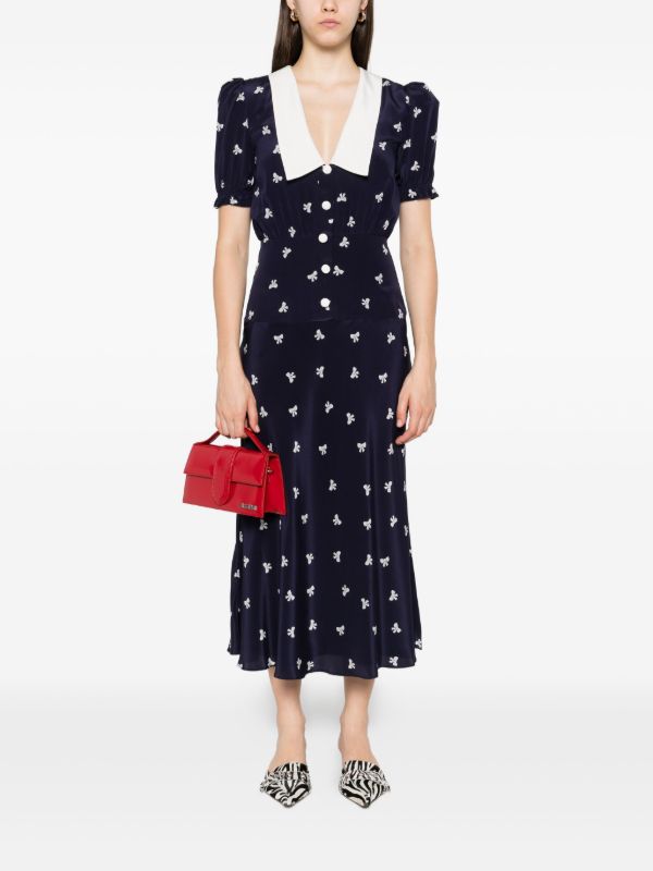 Browns Alessandra Rich Bow-print Midi Dress | Browns Day Dresses