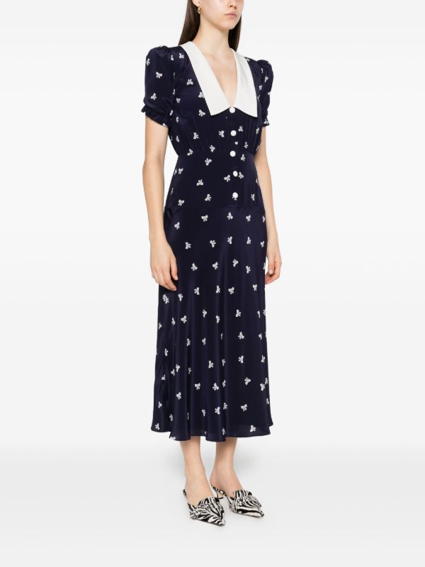 Browns Alessandra Rich Bow-print Midi Dress | Browns Day Dresses