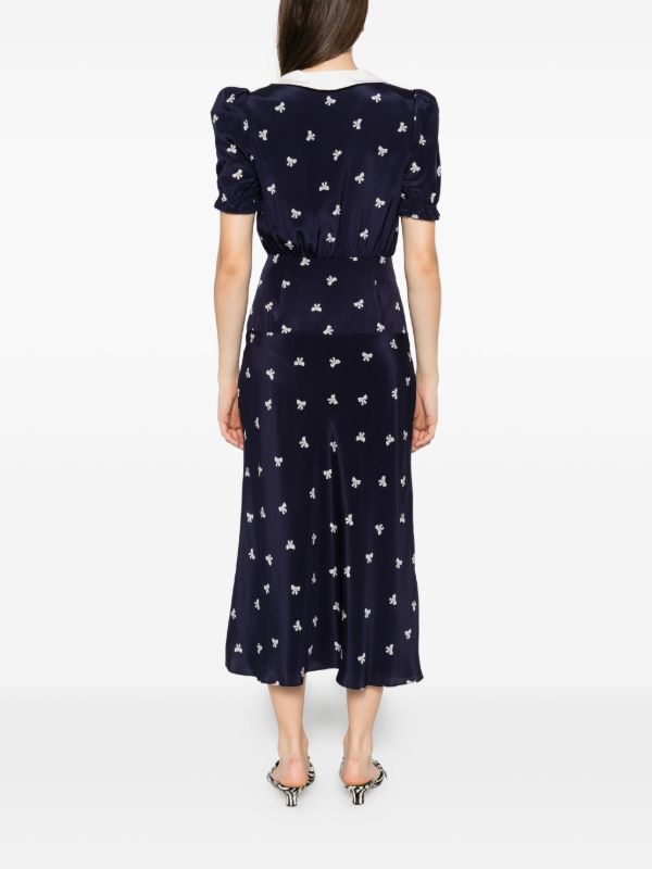 Browns Alessandra Rich Bow-print Midi Dress | Browns Day Dresses