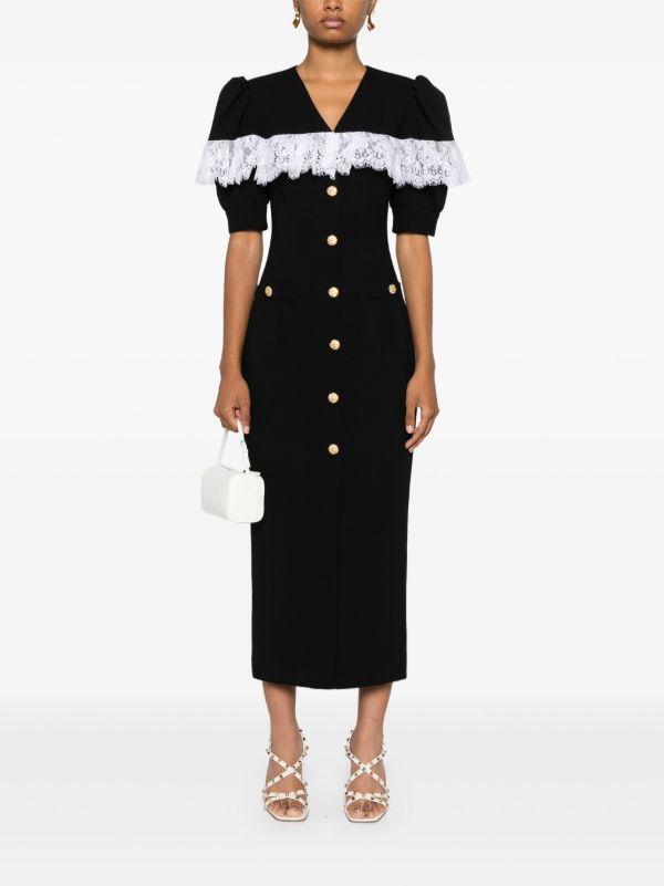 Browns Alessandra Rich Lace Trim Midi Dress | Browns Day Dresses