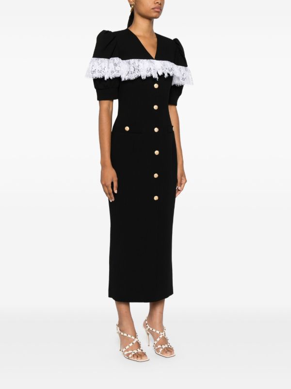 Browns Alessandra Rich Lace Trim Midi Dress | Browns Day Dresses