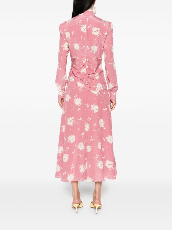 browns Alessandra Rich Rose-print Belted Midi Dress | Browns Day Dresses