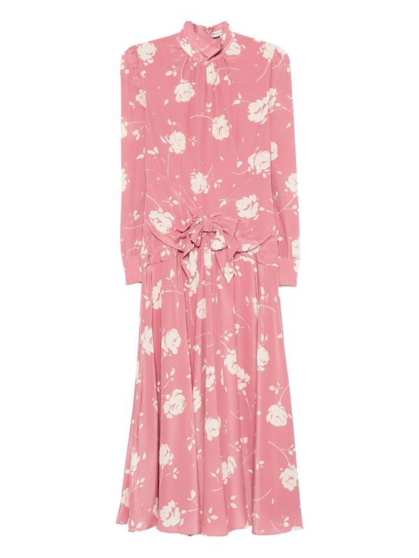 browns Alessandra Rich rose-print belted midi dress | Browns Day Dresses