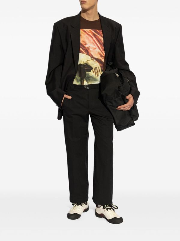 Browns Alexander McQueen Black Arrow-Belt Trousers | Browns Tailored Pants