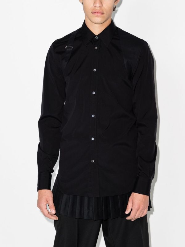 Browns Alexander McQueen Black Harness Classic Collar Shirt | Browns Shirts