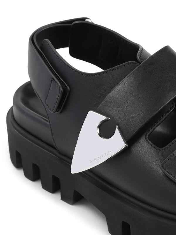 Browns Alexander McQueen Black Leather Platform Sandals | Browns Sandals