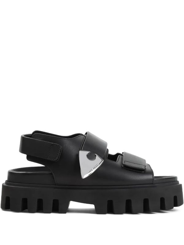 browns Alexander McQueen Black Leather Platform Sandals | Browns Sandals