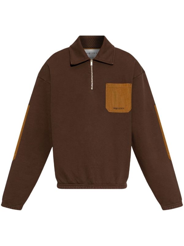 browns Alexander McQueen Brown Contrasting-Pocket Polo Shirt | Browns Polo Shirts