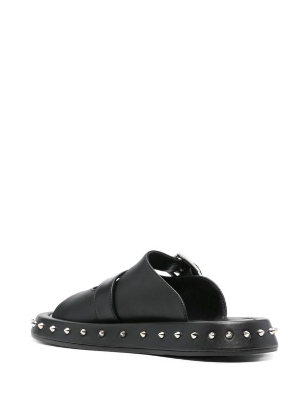 Browns Alexander McQueen Buckled Leather Slides | Browns Flip Flops & Slides