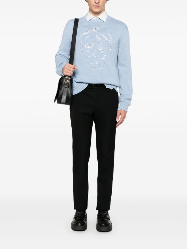 Browns Alexander McQueen Distressed Skull Sweater | Browns Knitted Sweaters