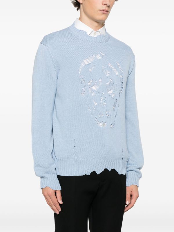 Browns Alexander McQueen Distressed Skull Sweater | Browns Knitted Sweaters