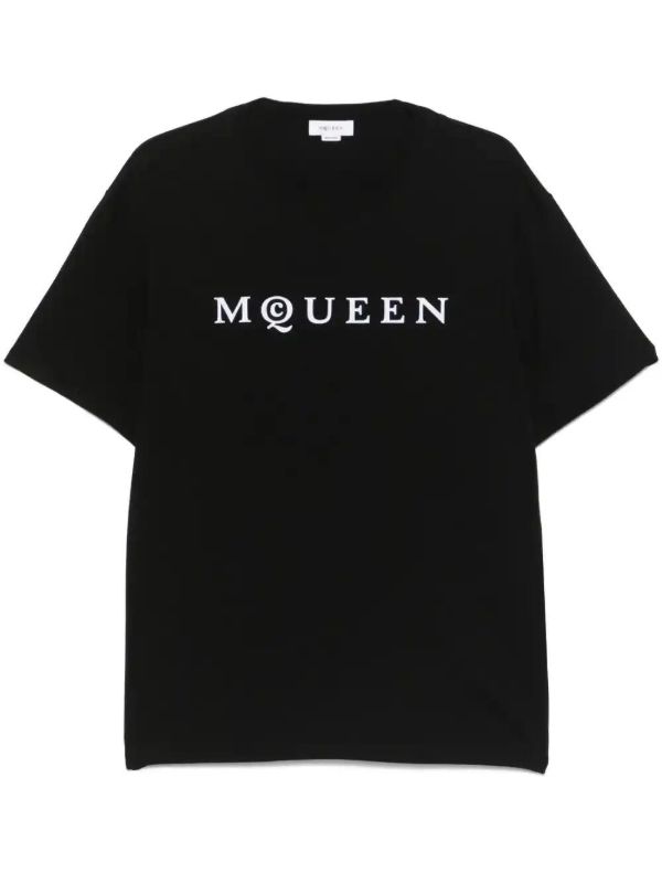 browns Alexander McQueen flocked-logo T-shirt | Browns T-Shirts