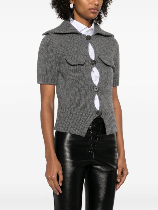 Browns Alexander McQueen Grey Short-Sleeved Cardigan | Browns Cardigans