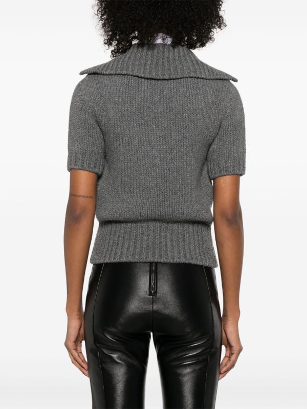 Browns Alexander McQueen Grey Short-Sleeved Cardigan | Browns Cardigans