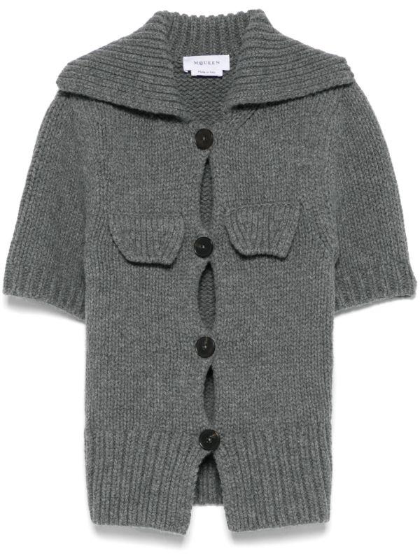 browns Alexander McQueen Grey Short-Sleeved Cardigan | Browns Cardigans