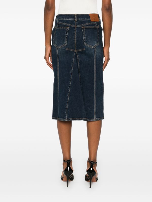 Browns Alexander McQueen Pencil Denim Midi Skirt | Browns Straight Skirts