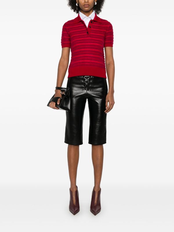 Browns Alexander McQueen Red Striped Polo Top | Browns Polo Tops