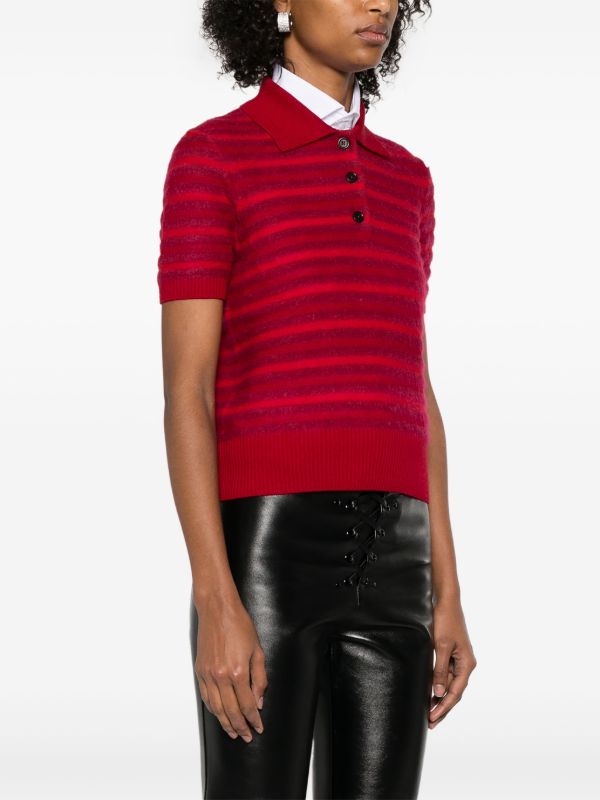 Browns Alexander McQueen Red Striped Polo Top | Browns Polo Tops