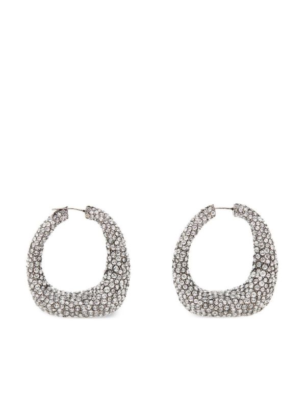 Browns Alexander McQueen Silver-Tone Crystal Hoop Earrings | Browns Earrings