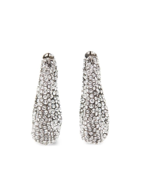 Browns Alexander McQueen Silver-Tone Crystal Hoop Earrings | Browns Earrings
