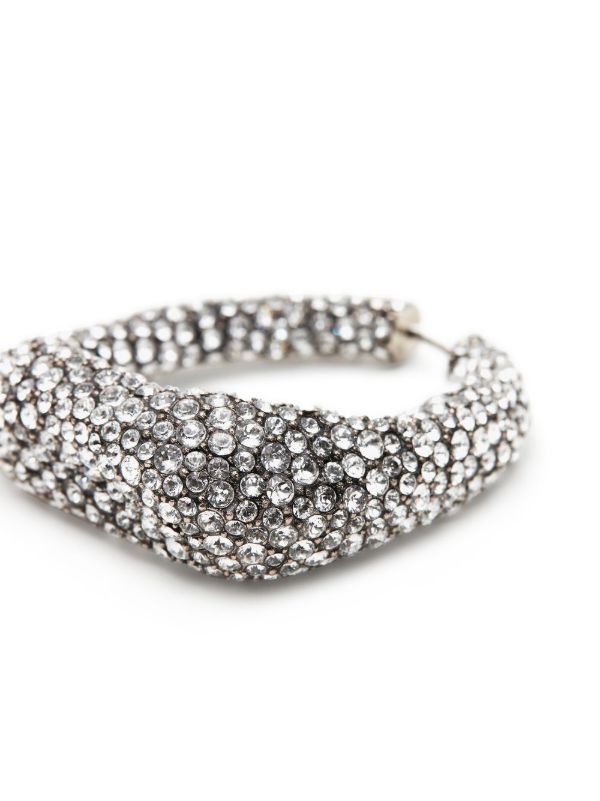 Browns Alexander McQueen Silver-Tone Crystal Hoop Earrings | Browns Earrings