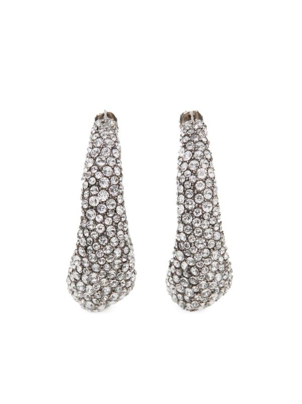 browns Alexander McQueen Silver-Tone Crystal Hoop Earrings | Browns Earrings