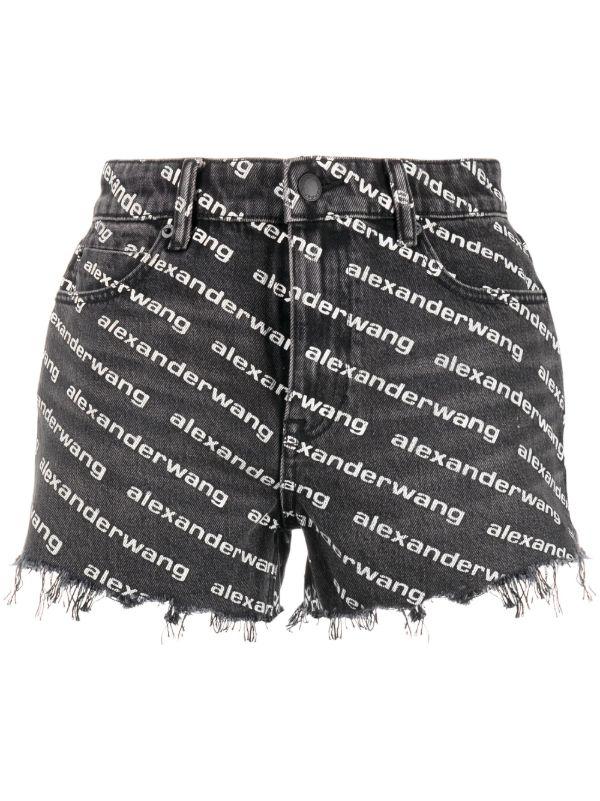 browns Alexander Wang black Bite logo Denim Shorts | Browns Denim Shorts