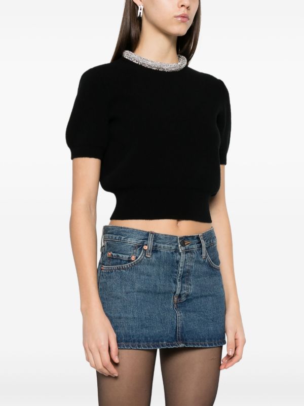Browns Alexander Wang Black Crystal-Embellished Top | Browns Knitted Tops