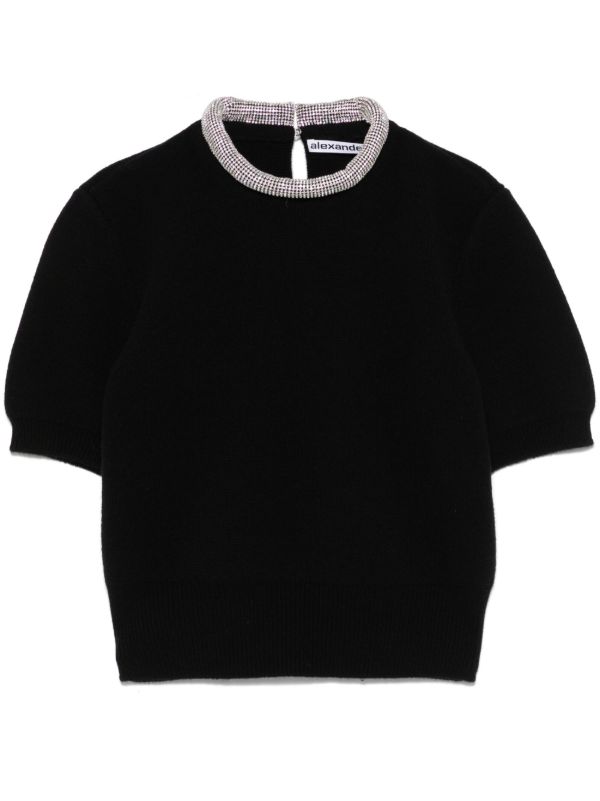 browns Alexander Wang Black Crystal-Embellished Top | Browns Knitted Tops