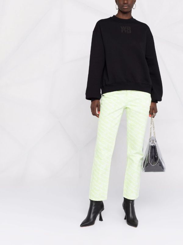 Browns Alexander Wang Black Logo Print Cotton Sweatshirt | Browns Sweaters