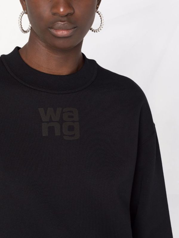 Browns Alexander Wang Black Logo Print Cotton Sweatshirt | Browns Sweaters