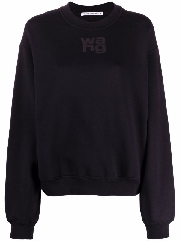 browns Alexander Wang Black Logo Print Cotton Sweatshirt | Browns Sweaters