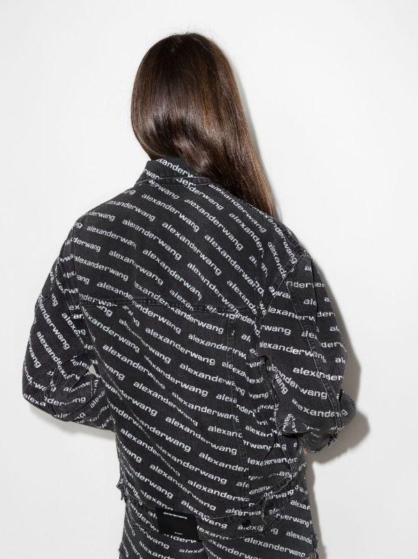Browns Alexander Wang Black Logo Print Denim Jacket | Browns Denim Jackets