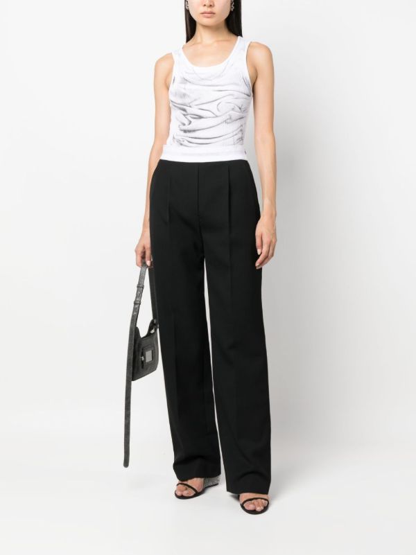 Browns Alexander Wang Black Logo-Waistband Wool Trousers | Browns Straight-Leg Pants