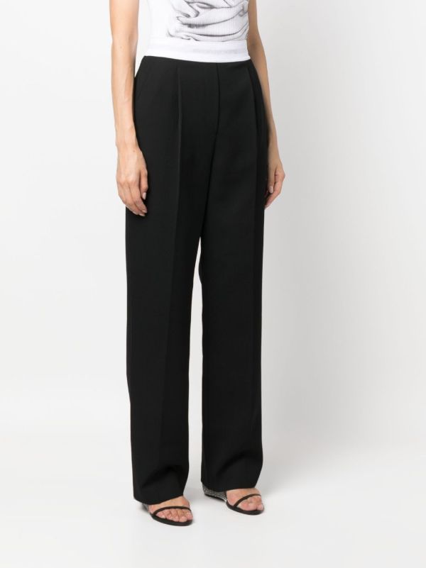 Browns Alexander Wang Black Logo-Waistband Wool Trousers | Browns Straight-Leg Pants