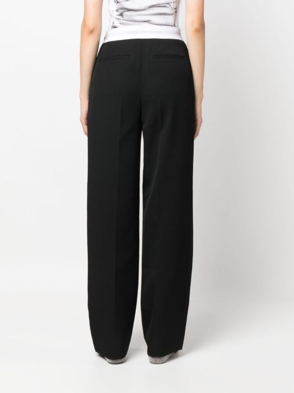 Browns Alexander Wang Black Logo-Waistband Wool Trousers | Browns Straight-Leg Pants