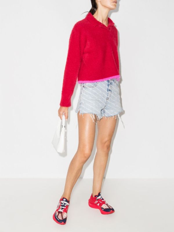 Browns Alexander Wang Blue Bite Logo Denim Shorts | Browns Short & Mini Shorts