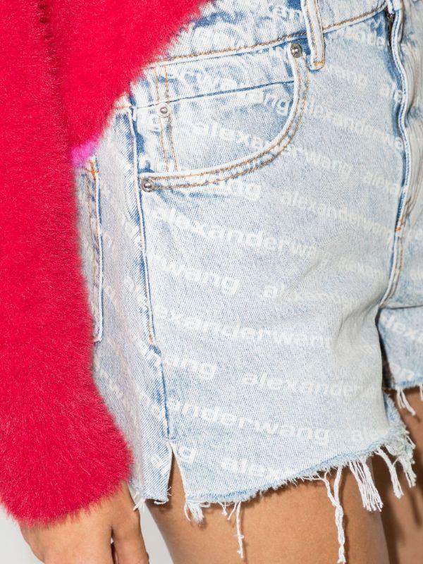Browns Alexander Wang Blue Bite Logo Denim Shorts | Browns Short & Mini Shorts