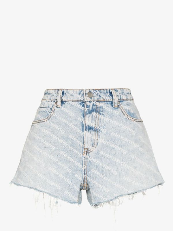 browns Alexander Wang blue Bite logo denim shorts | Browns Short & Mini Shorts