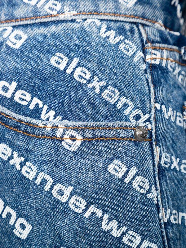 Browns Alexander Wang Blue Bite Logo Print Denim Shorts | Browns Denim Shorts