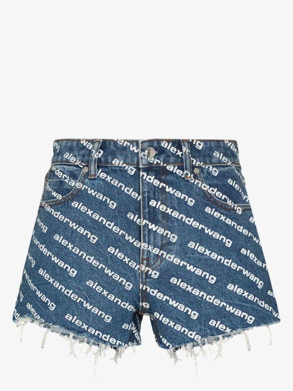 browns Alexander Wang blue Bite logo print denim shorts | Browns Denim Shorts