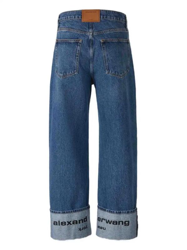 Browns Alexander Wang Cuffed Logo-detail Jeans | Browns Straight-Leg Pants