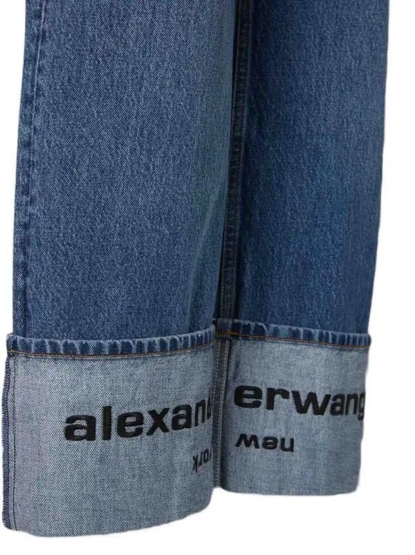 Browns Alexander Wang Cuffed Logo-detail Jeans | Browns Straight-Leg Pants
