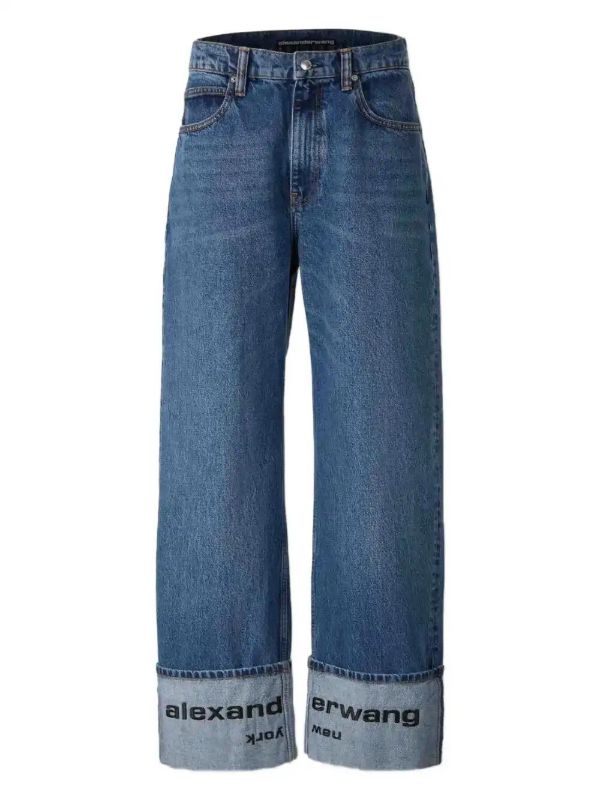 browns Alexander Wang cuffed logo-detail jeans | Browns Straight-Leg Pants