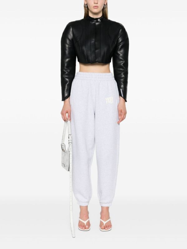 Browns Alexander Wang Grey Logo-Print Track Pants | Browns Sweatpants