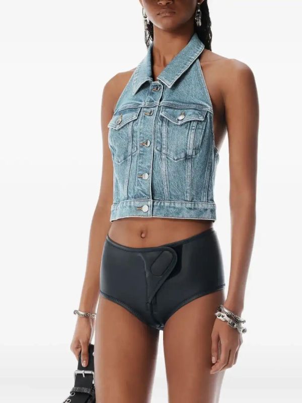 Browns Alexander Wang Halterneck Denim Vest | Browns Vests & Tank Tops