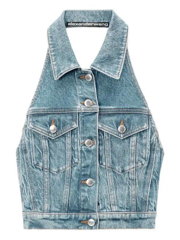 browns Alexander Wang halterneck denim vest | Browns Vests & Tank Tops