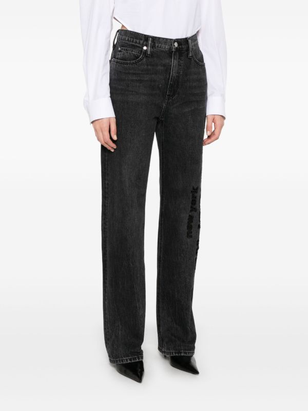 Browns Alexander Wang Logo-Embroidered Jeans | Browns Wide-Leg Jeans